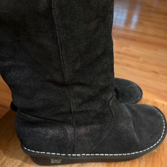 Alegria Metallic Black Suede Boots Fur Lined - Picture 3 of 10